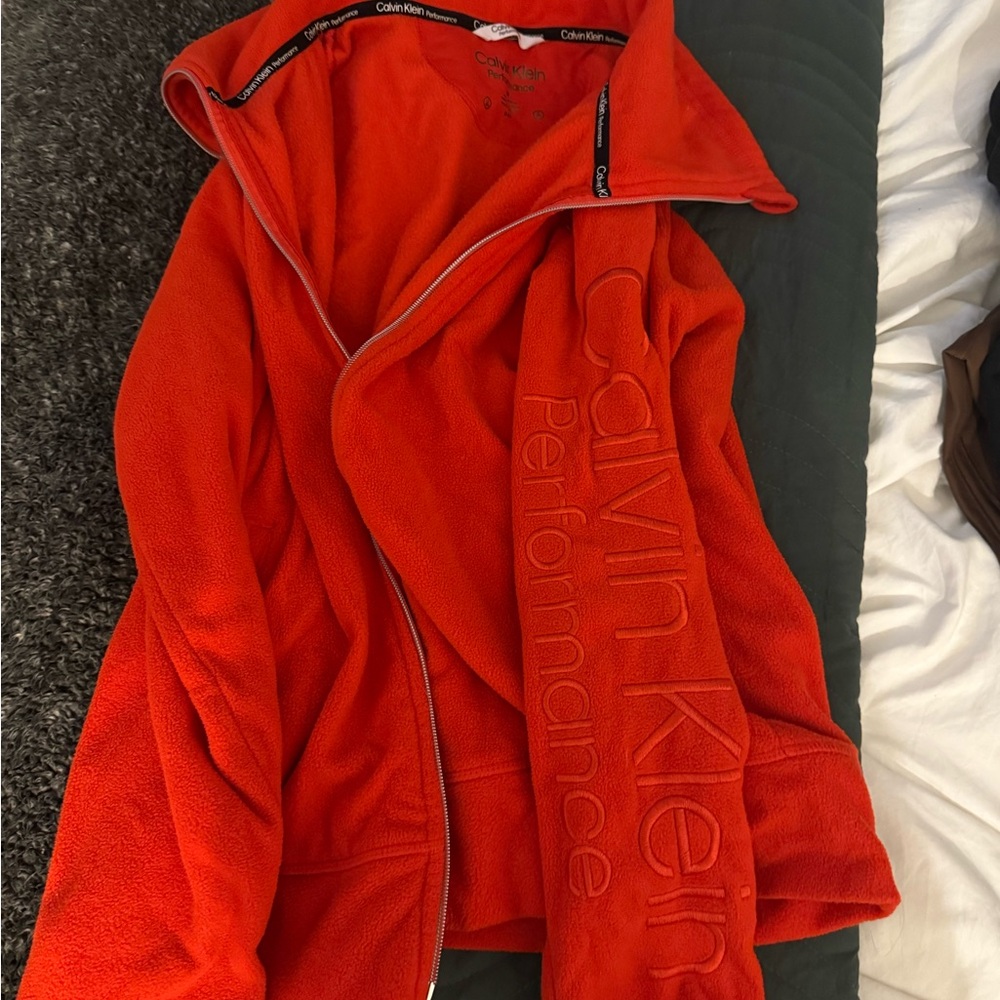 Calvin Klein Bright Red Fleece Full-Zip Jacket